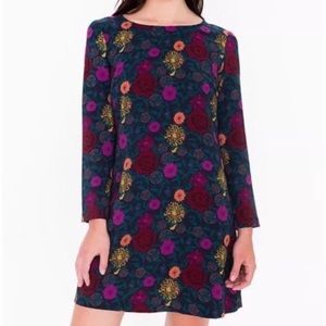 American apparel long sleeved floral shift dress